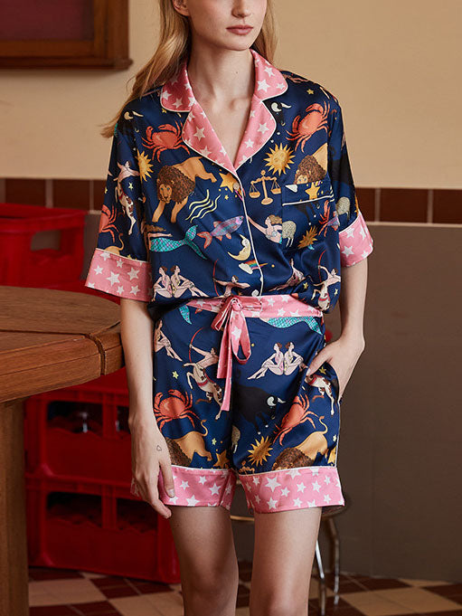 Blue Constellation Shorts Pyjama Set — women's pyjama set by Emyri