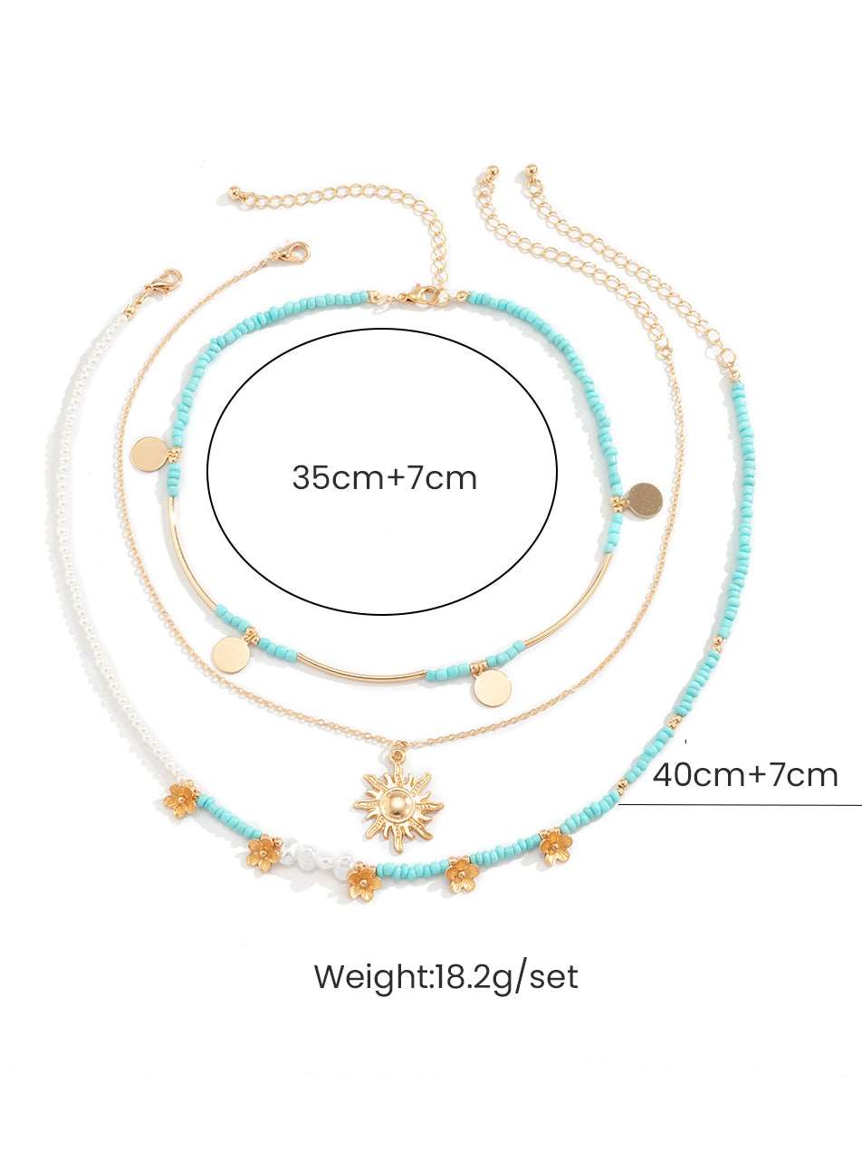 Women's Boho Beaded Pearl Necklace Set — additional angle