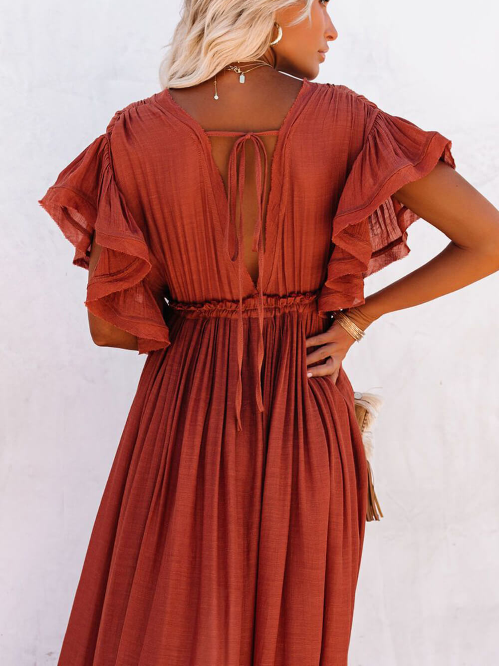Button-Front Linen Beach Maxi Dress — women's maxi dress, view 13 by Emyri