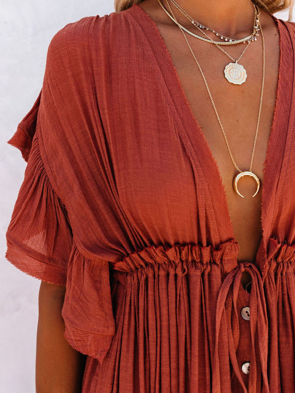 Button-Front Linen Beach Maxi Dress — women's maxi dress, view 14 by Emyri