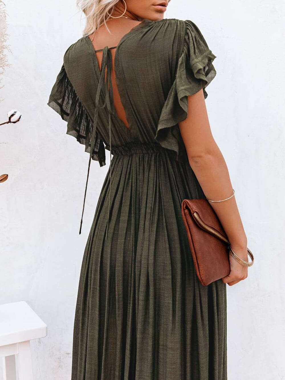 Button-Front Linen Beach Maxi Dress — women's maxi dress, view 19 by Emyri