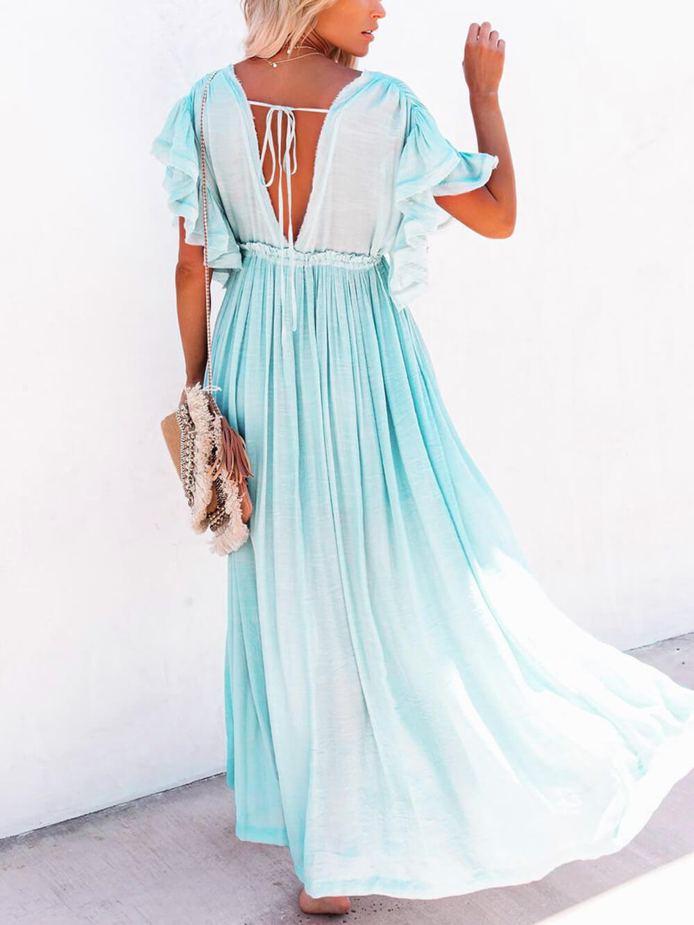Button-Front Linen Beach Maxi Dress — women's maxi dress, view 24 by Emyri