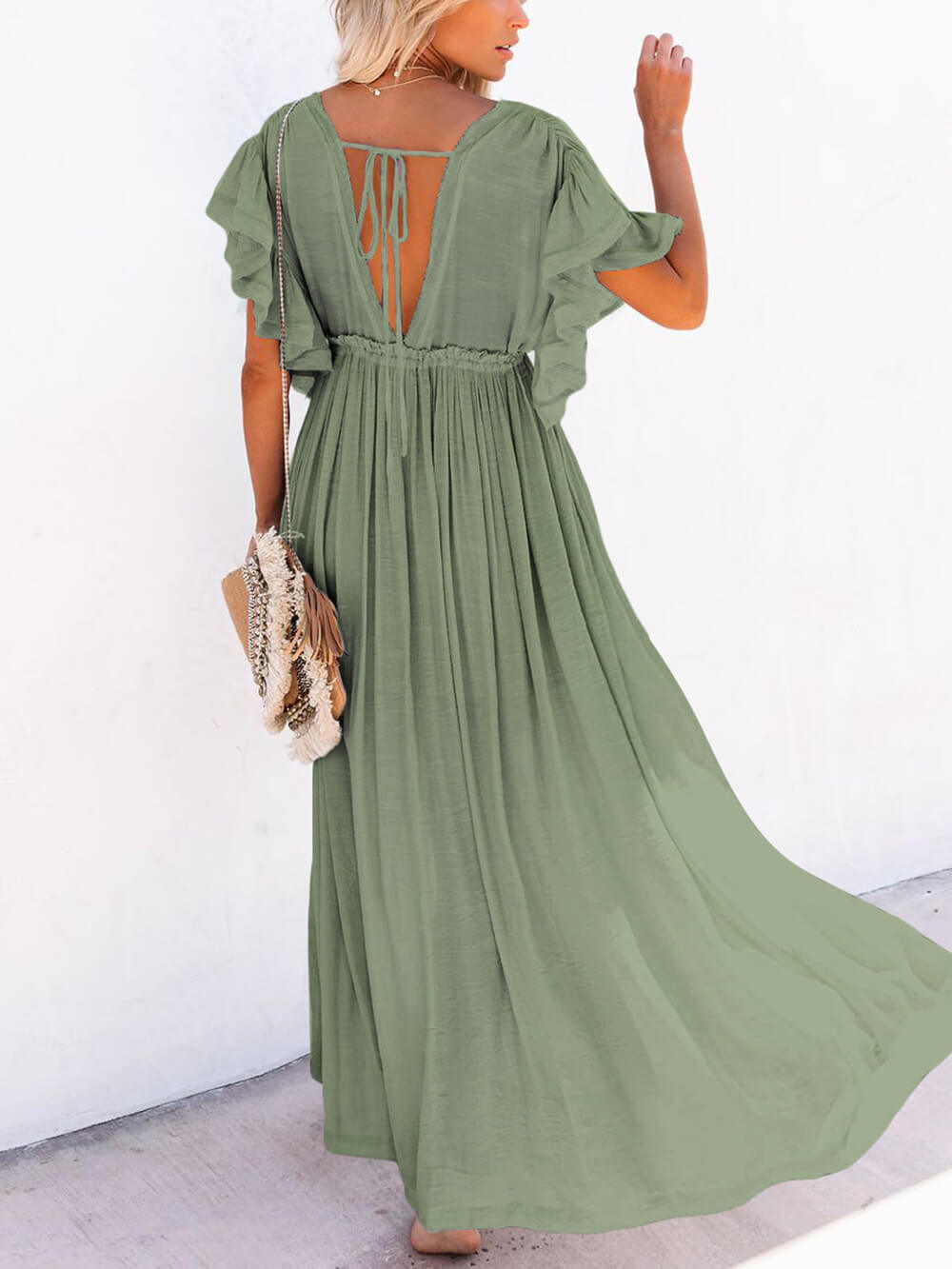 Button-Front Linen Beach Maxi Dress — women's maxi dress, view 27 by Emyri