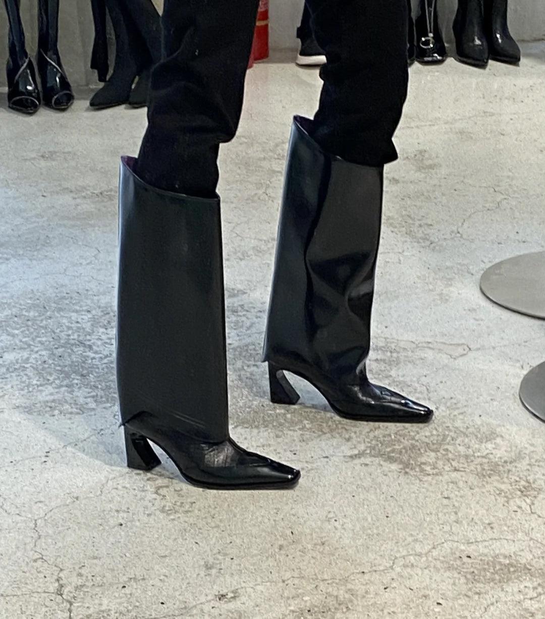 Thick-heeled Middle-heeled Black Women's Shoes With Niche Personality