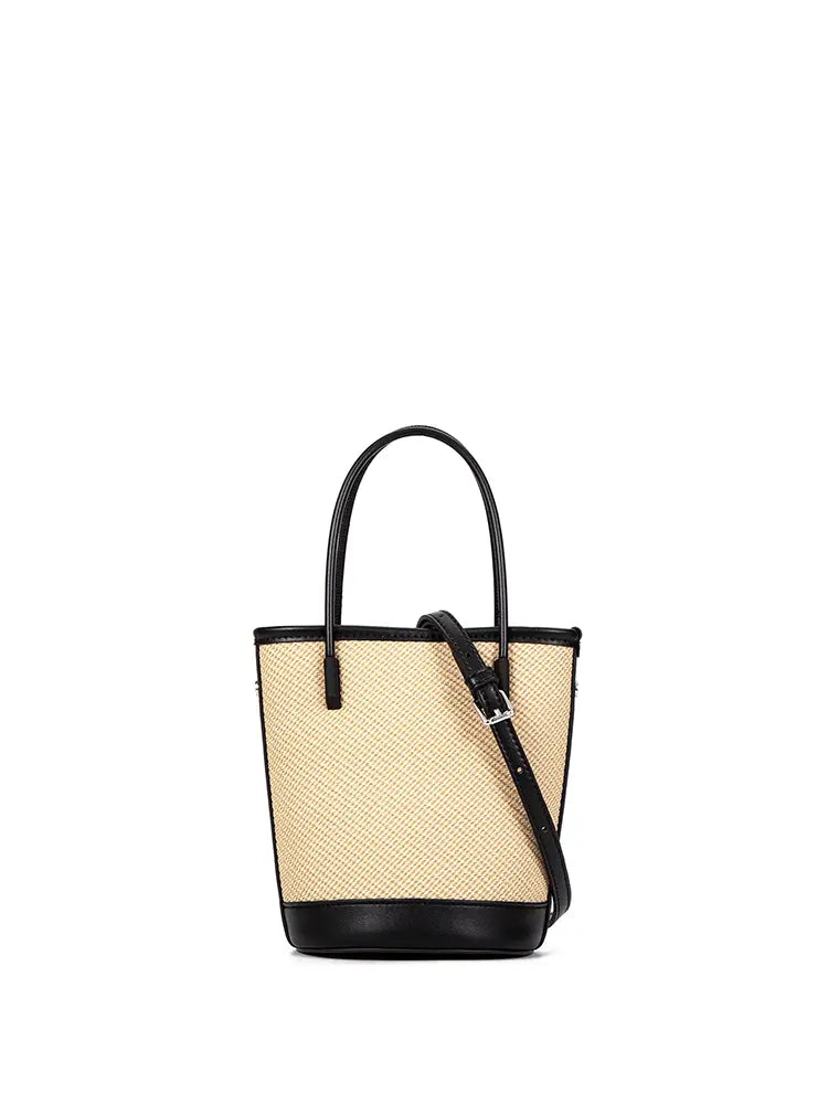 Mini Woven Leather Bucket Bag for Women