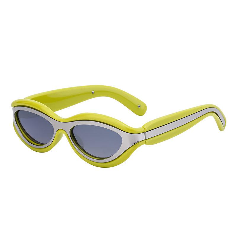 Lemon Grass green round steampunk sunglasses by Emyri