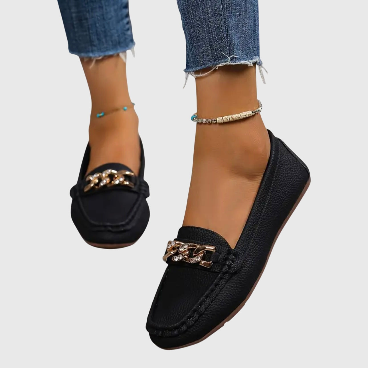 Chain Detail Slip-On Loafers — women's loafers, view 2 by Emyri