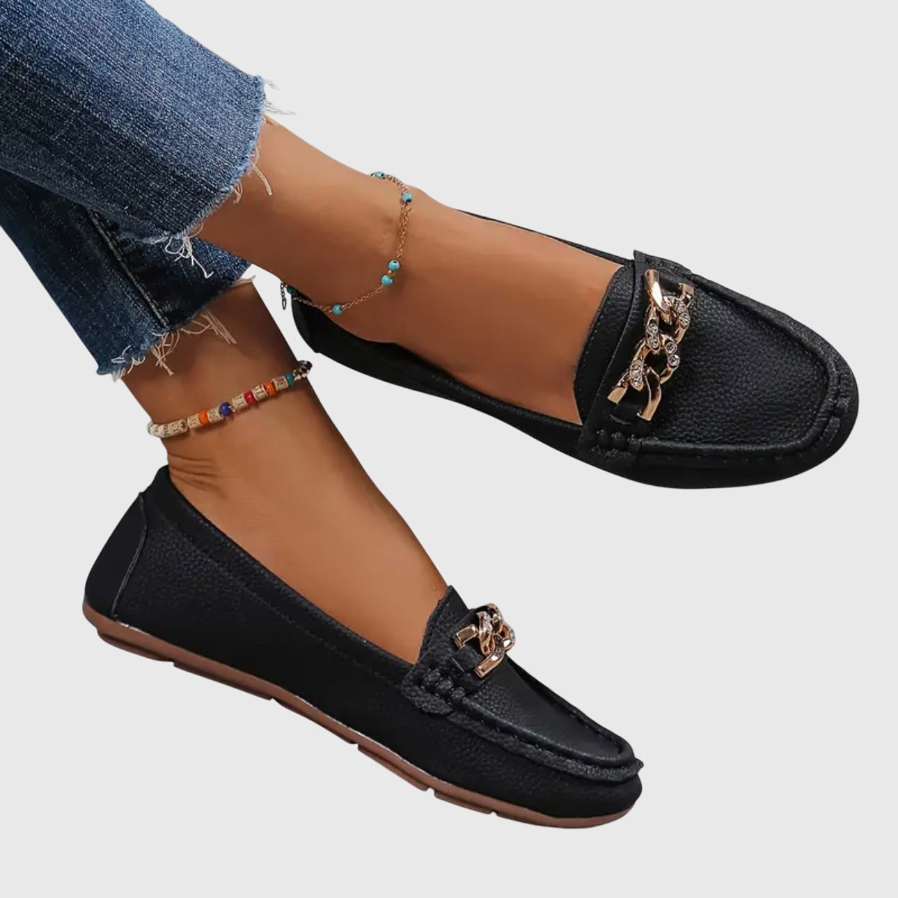 Chain Detail Slip-On Loafers — women's loafers, view 4 by Emyri