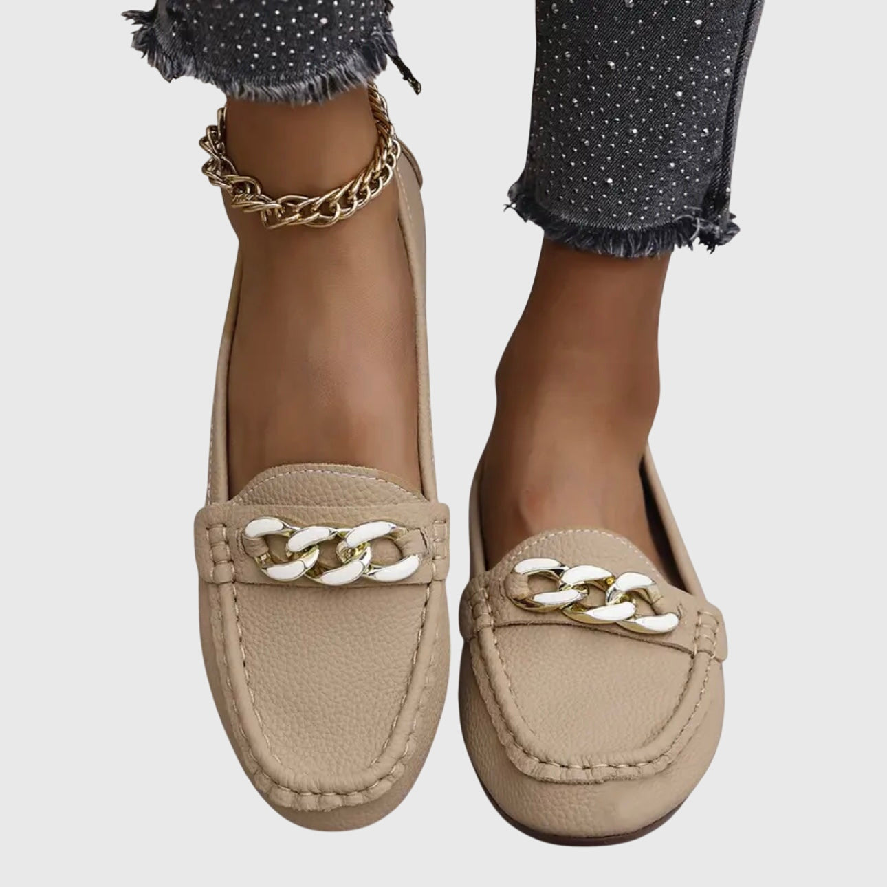 Chain Detail Slip-On Loafers — women's loafers, view 5 by Emyri