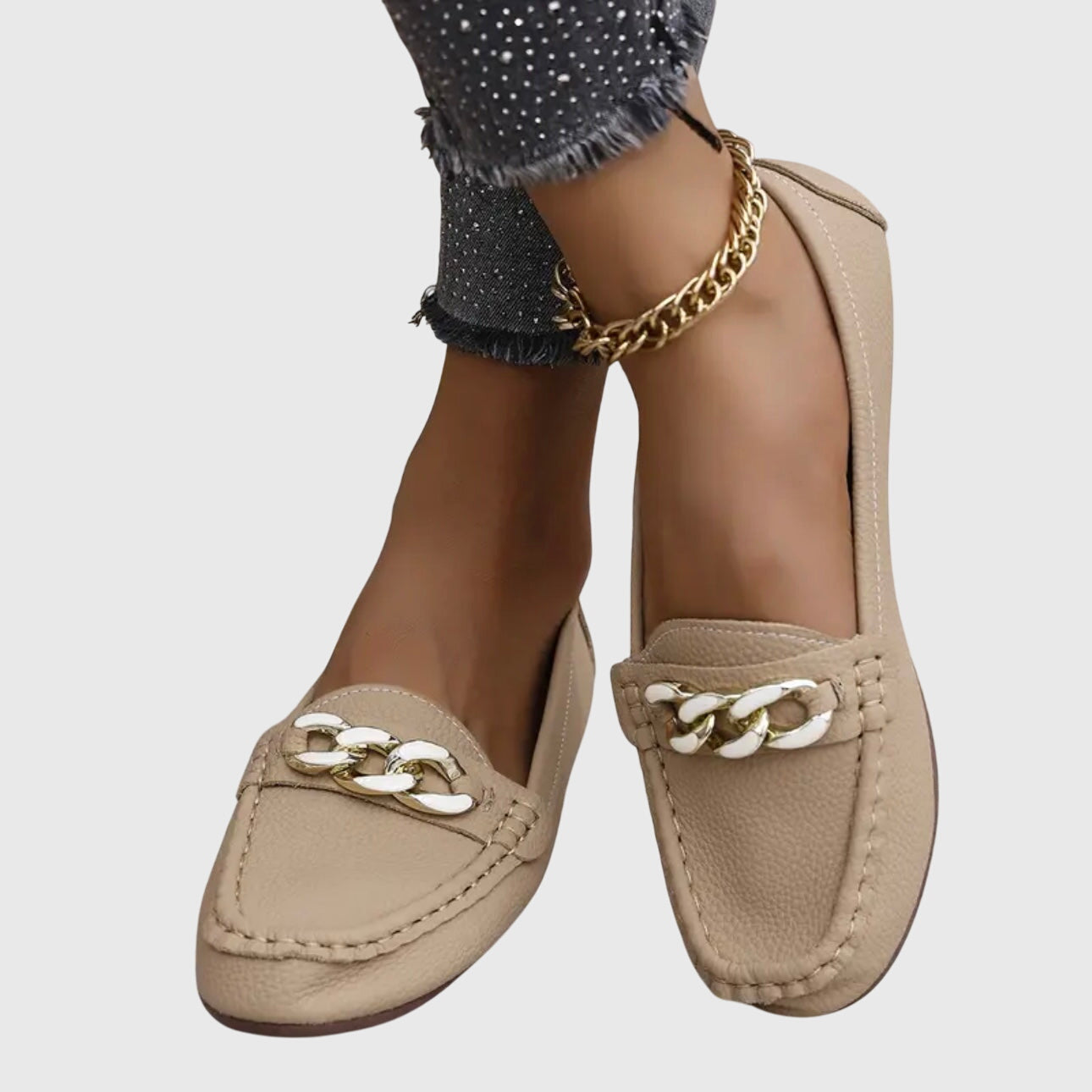 Chain Detail Slip-On Loafers — women's loafers, view 8 by Emyri