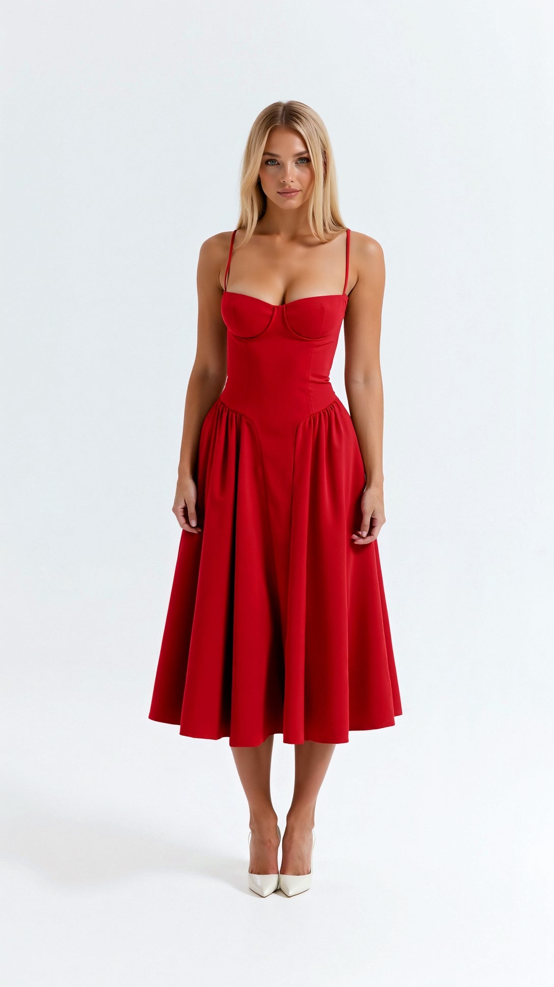 Floral Sweetheart Corset Midi Dress