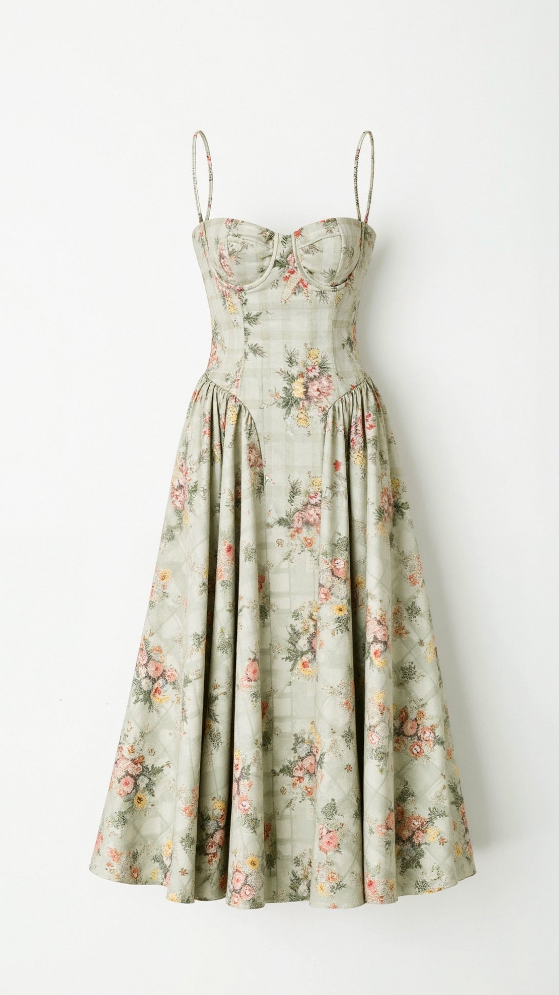 Floral Sweetheart Corset Midi Dress