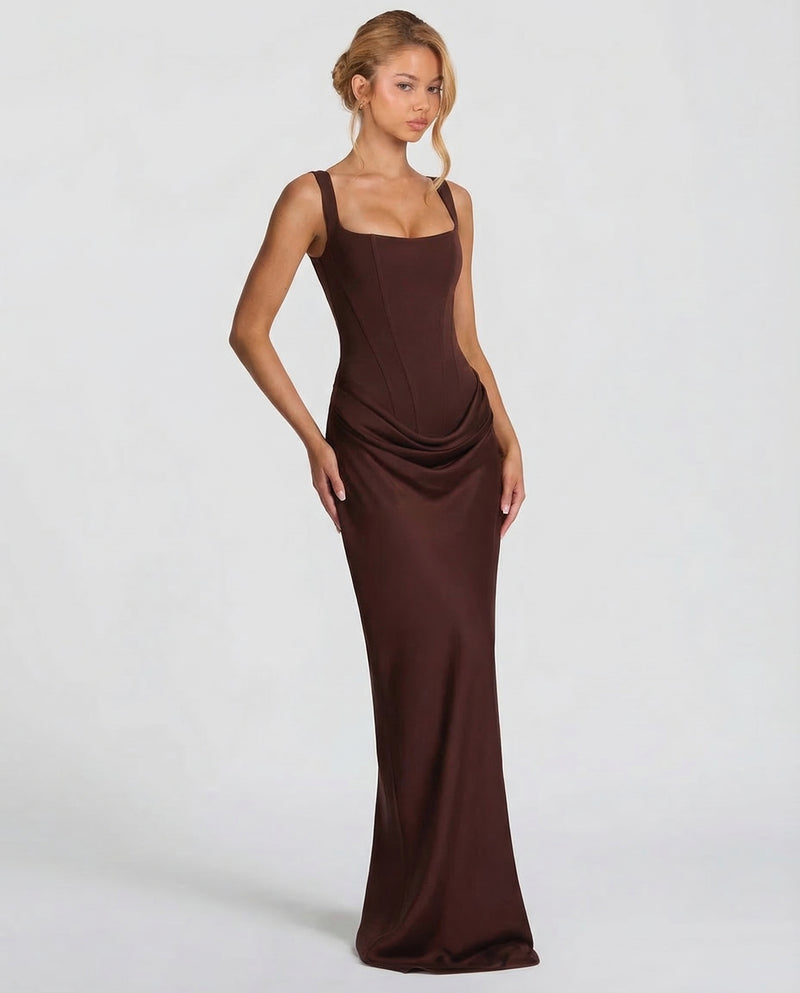 Corset Cowl Skirt Maxi Dress — women's maxi dress, view 5 by Emyri