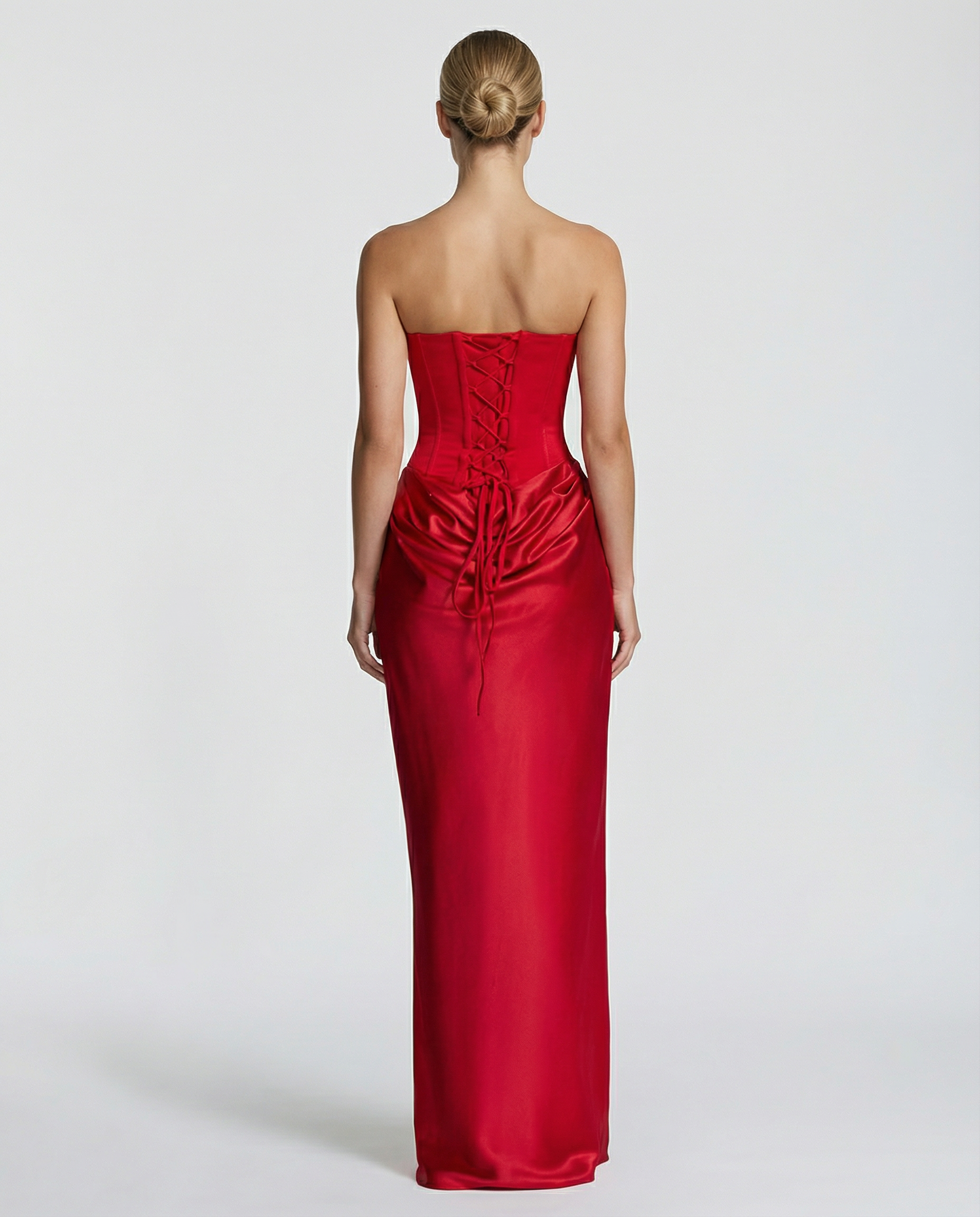 Corset Satin Maxi Gown with Choker — women's maxi dress, view 11 by Emyri