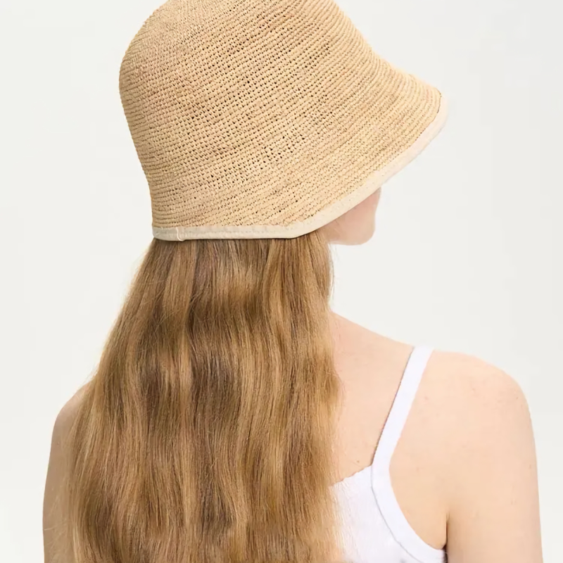 Crochet Raffia Bucket Hat — women's bucket hat, view 4 by Emyri