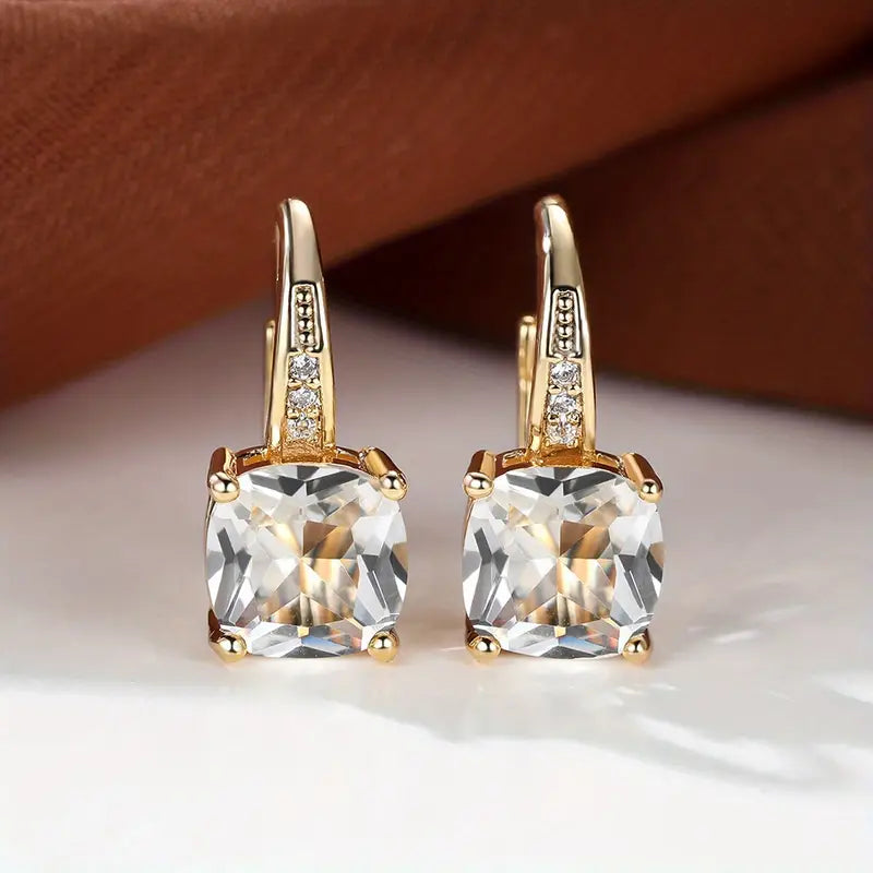 Cushion Cut Crystal Drop Earrings — women's drop earrings, view 3 by Emyri