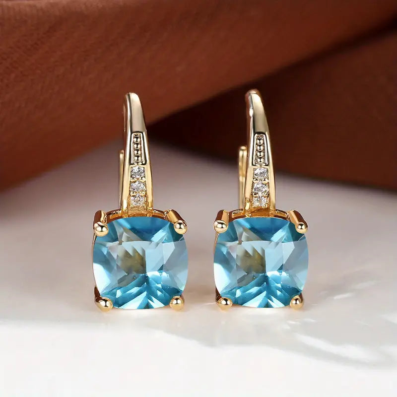 Cushion Cut Crystal Drop Earrings — women's drop earrings, view 9 by Emyri