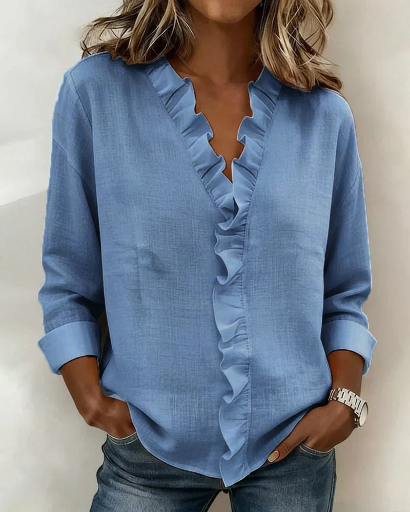 The Indie — Ruffle V-Neck Blouse