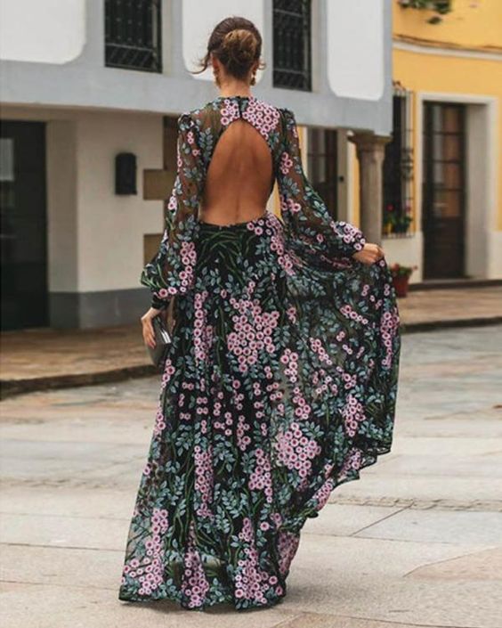 Floral Backless Maxi Dress