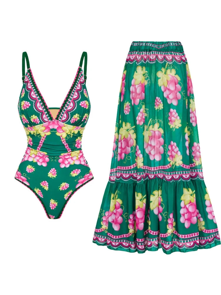 Deep V Maxi Cover-Up Set — women's beachwear, view 2 by Emyri
