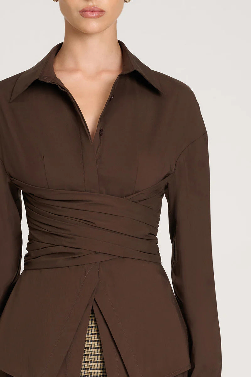 Draped Waist Shirt — women's shirt, view 3 by Emyri