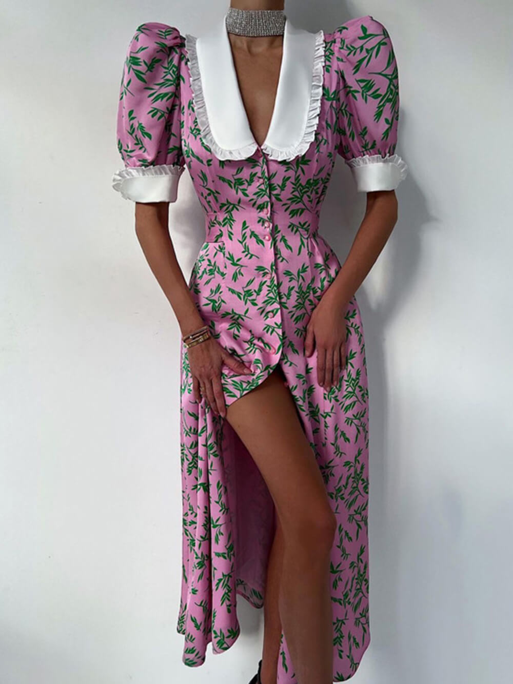 Doll Collar A-Line Midi Dress