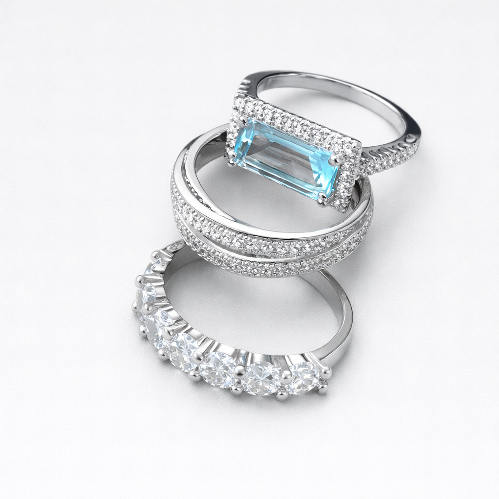 Emerald-Cut Crystal Ring Set — women's ring set by Emyri