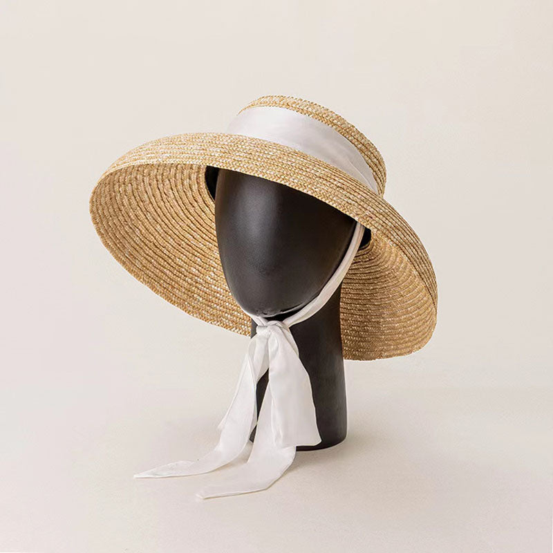 The Aurelia — Wide-Brim Straw Hat with Trailing Ribbon