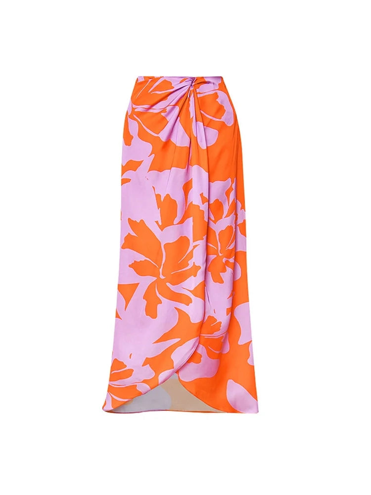 Strapless Ruffle Floral Print One Piece Swimsuit