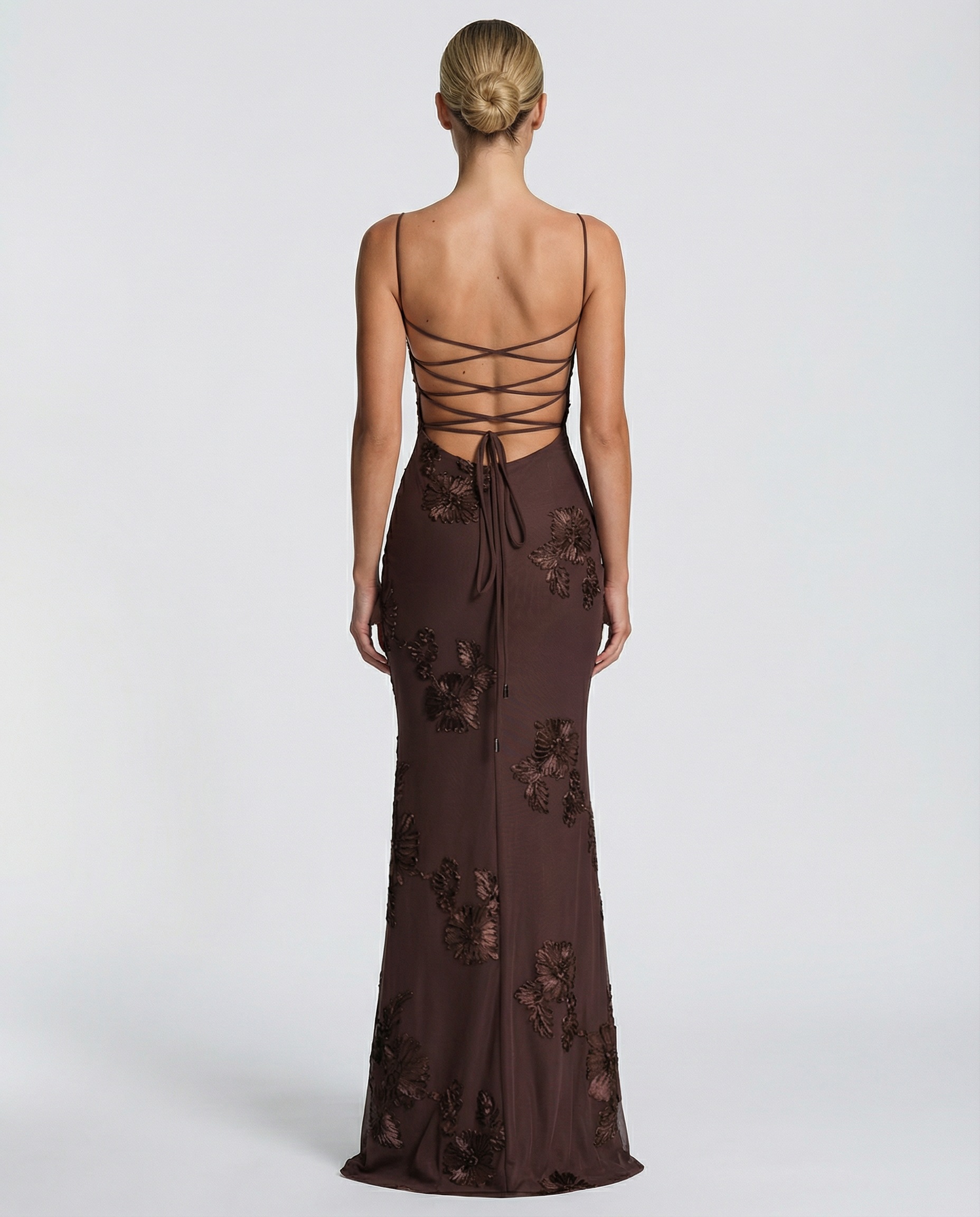 Floral Appliqué Mermaid Maxi Gown — women's maxi dress, view 19 by Emyri