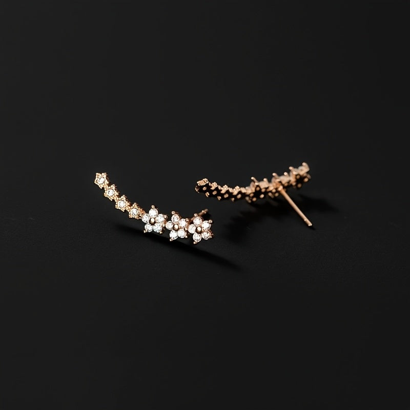 Floral Crystal Ear Crawler Earrings — women's earrings by Emyri