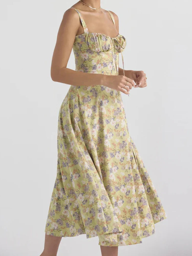 Floral Open-Back Midi Dress — women's midi dress, view 2 by Emyri