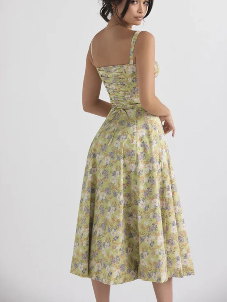 Floral Open-Back Midi Dress — women's midi dress, view 4 by Emyri