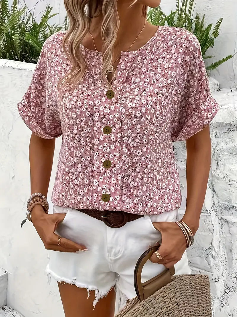 Floral Print Blouse — women's blouse, view 4 by Emyri
