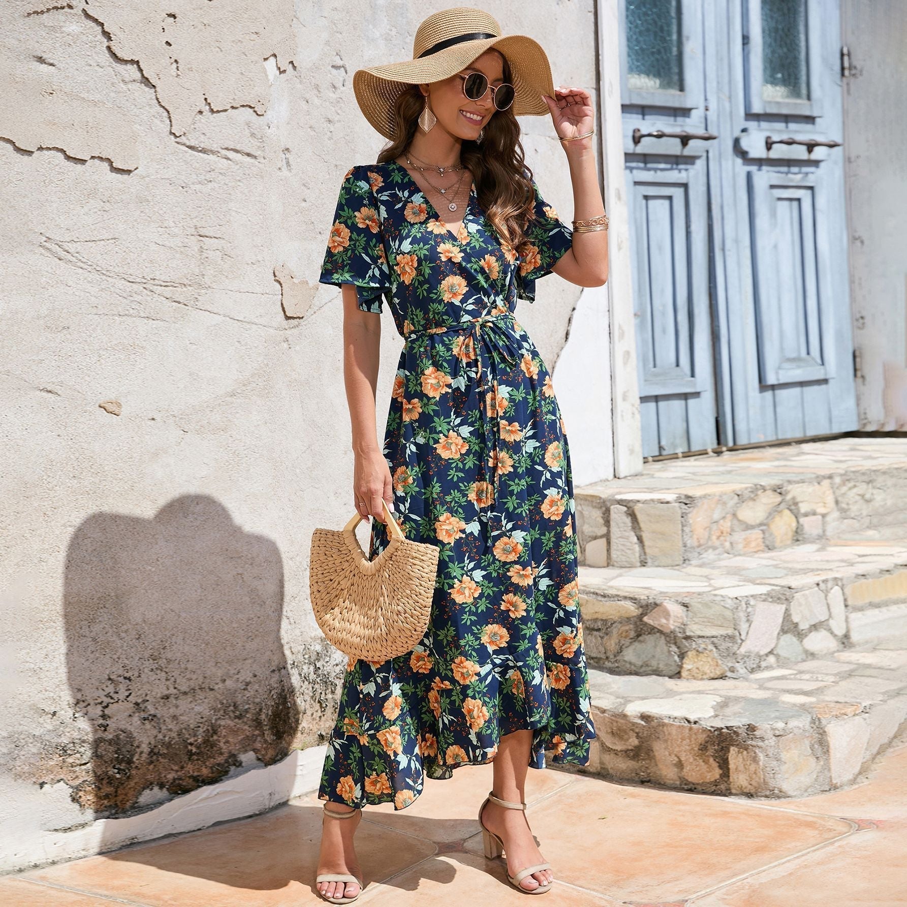 Floral Tie-Waist Midi Dress — women's midi dress by Emyri