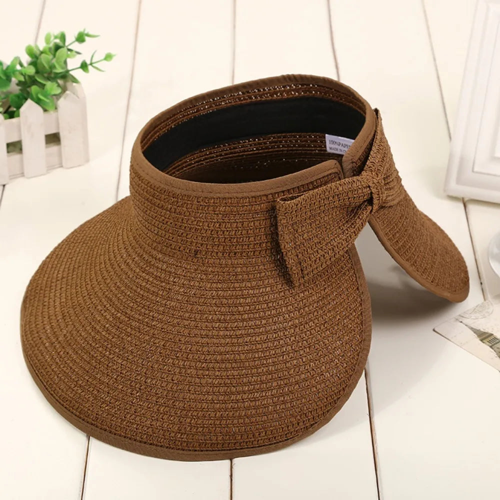 Foldable Straw Sun Visor — women's visor, view 5 by Emyri