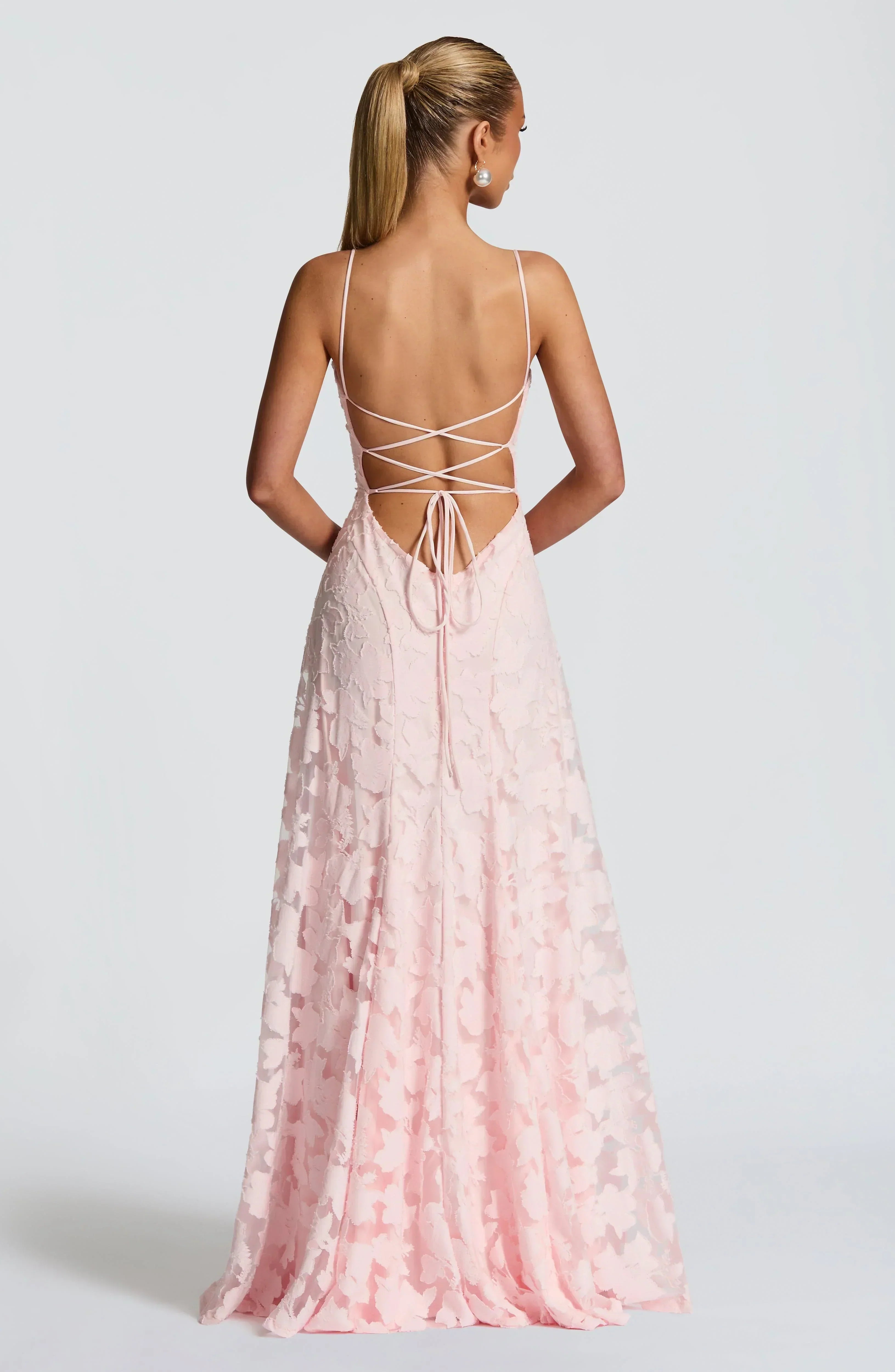 The Clara  Lace Maxi Dress with Open Back