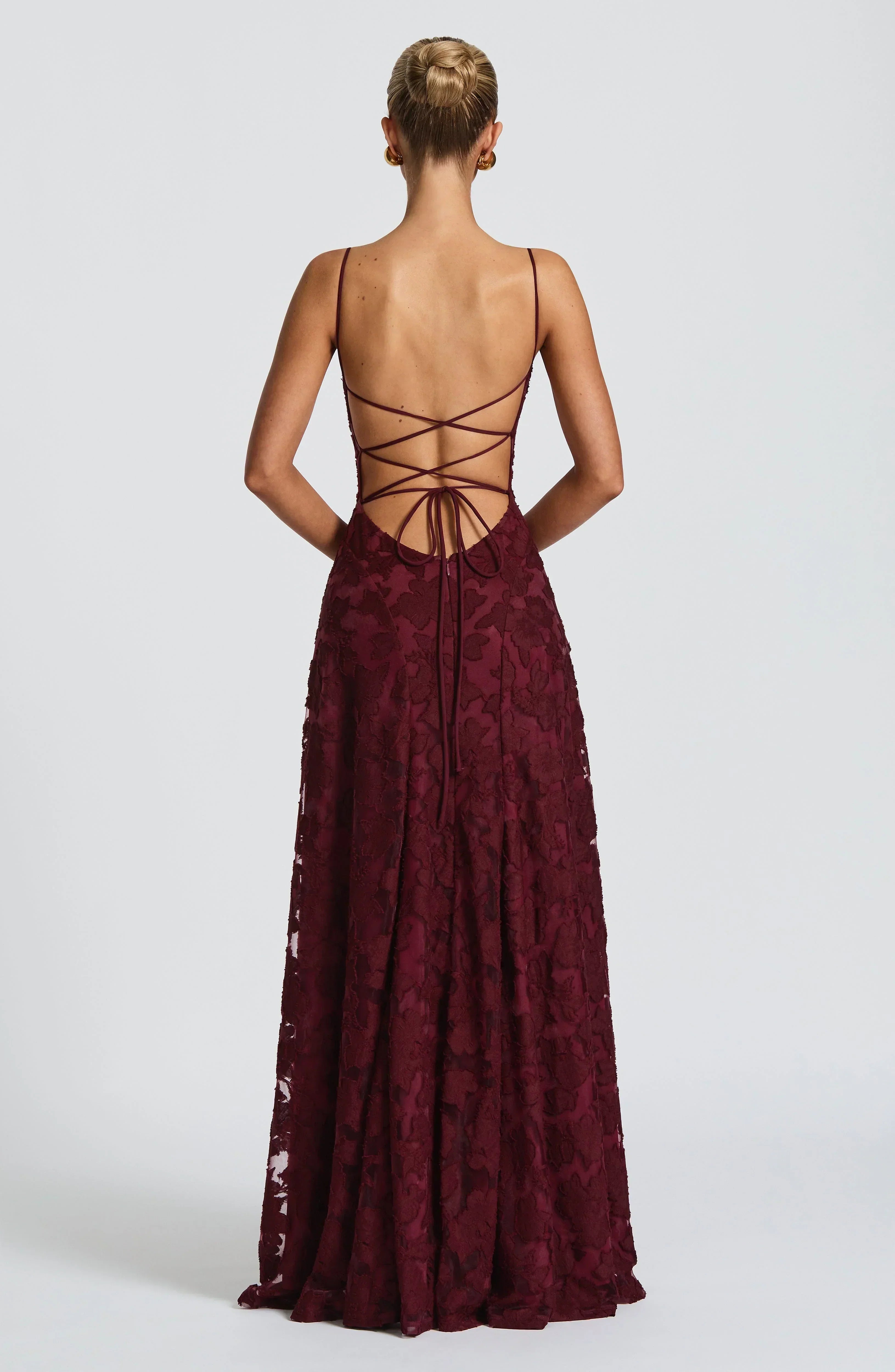 The Clara — Lace Maxi Dress with Open Back
