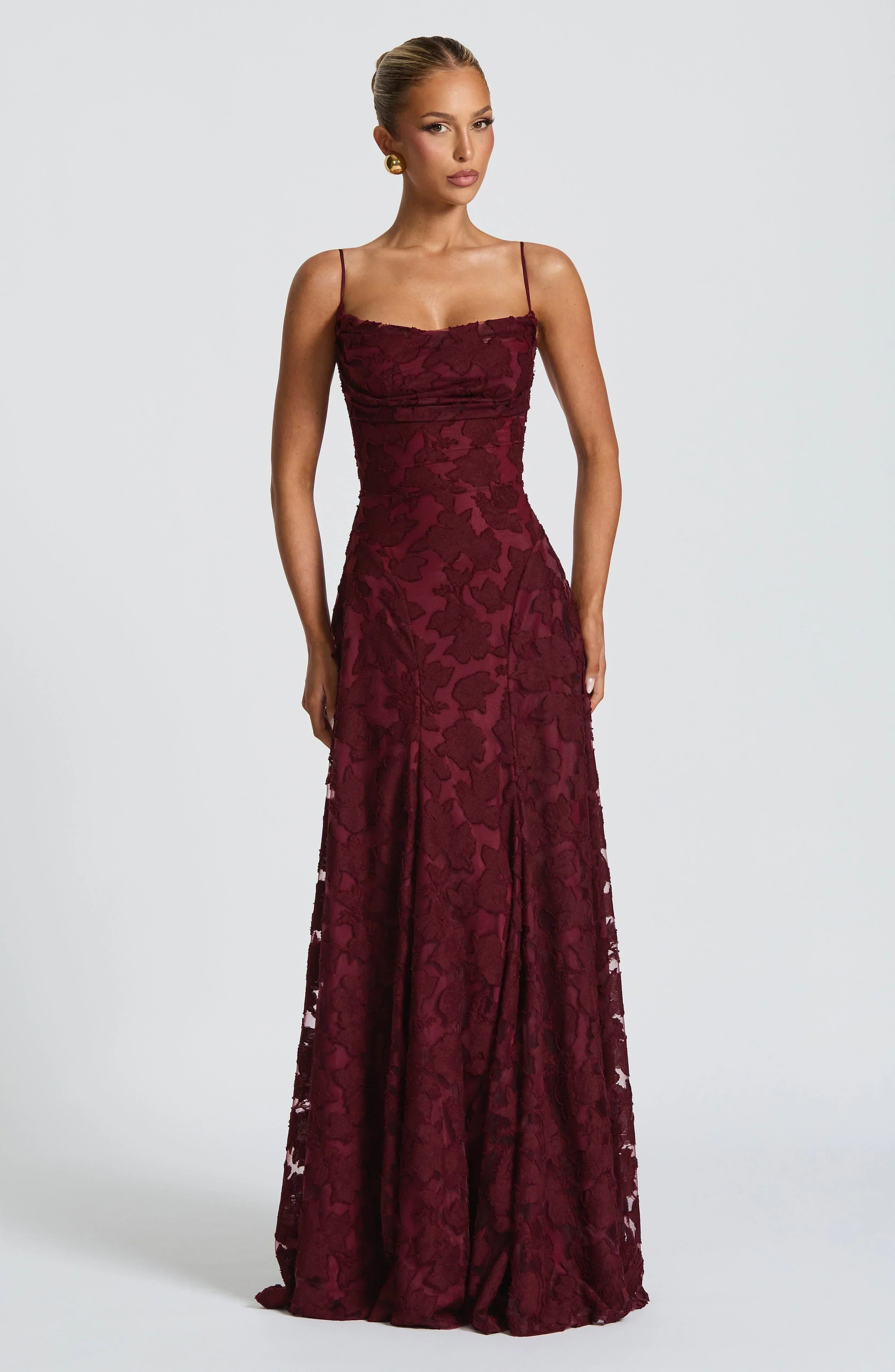 The Clara — Lace Maxi Dress with Open Back