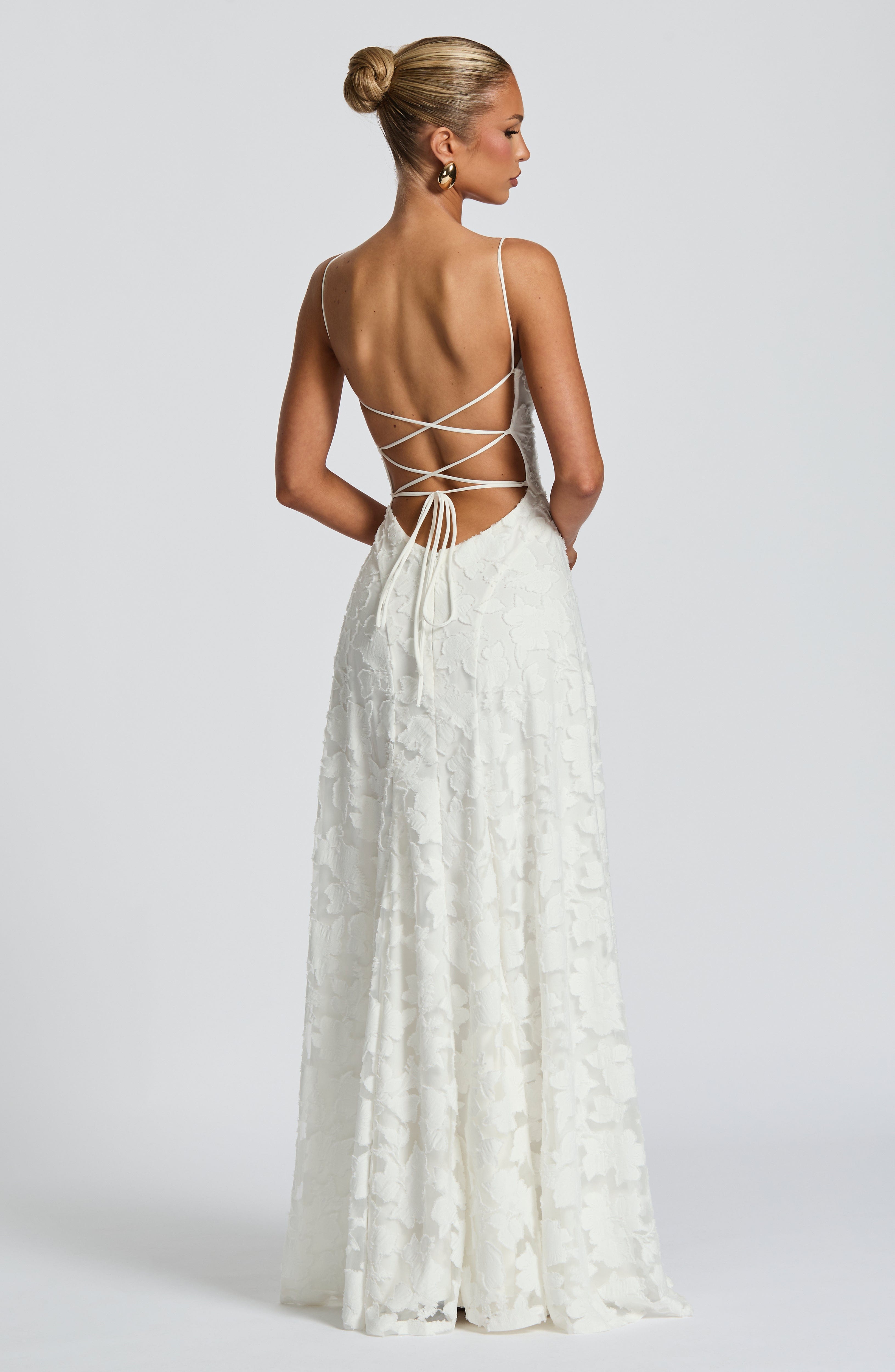 The Clara — Lace Maxi Dress with Open Back