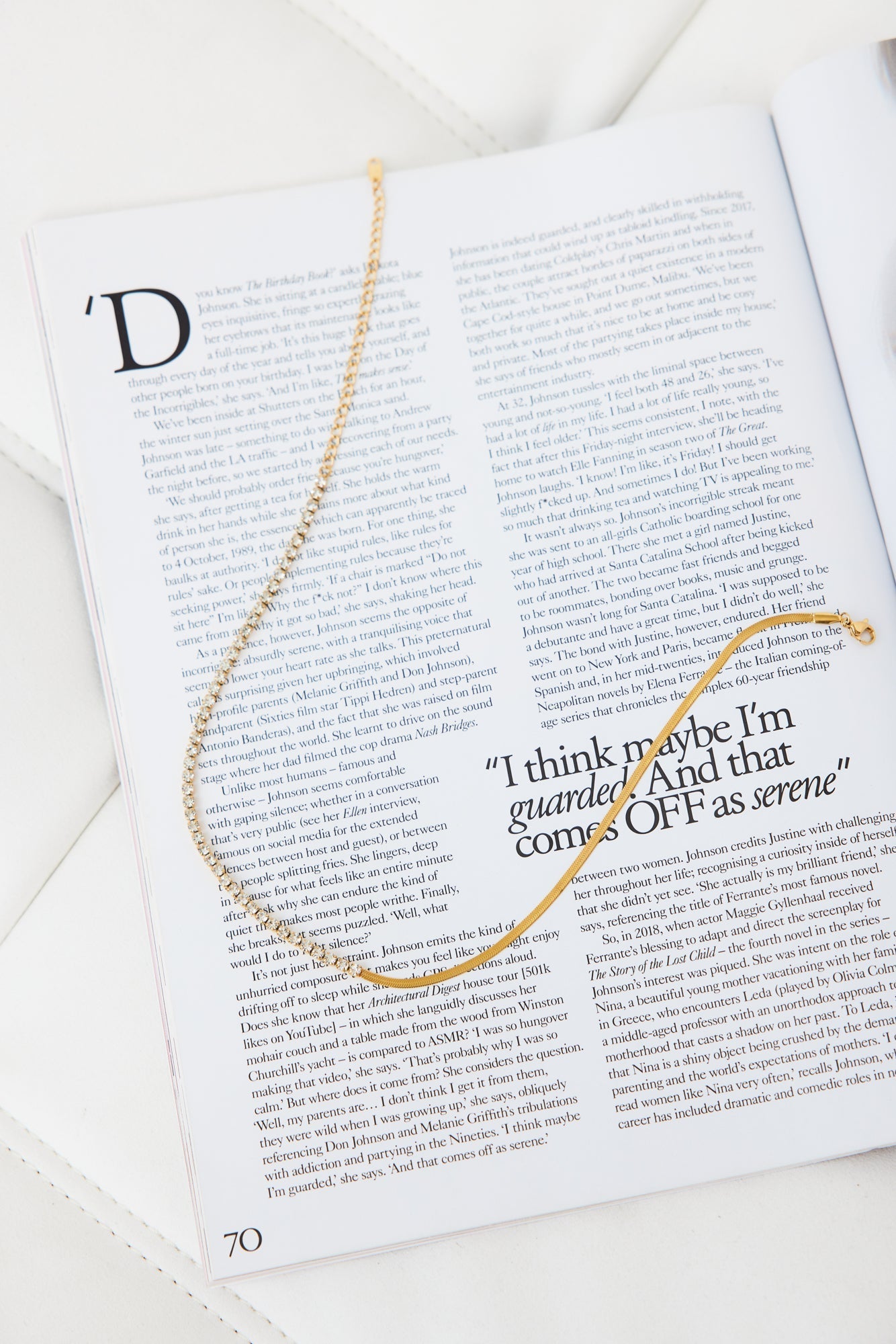 Women's Gold Diamante Chain Necklace — styled view