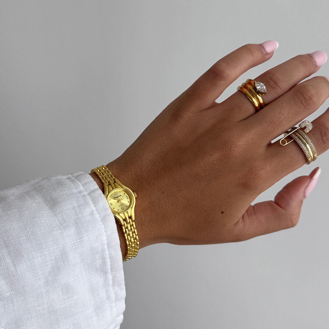 Gold Link Bracelet Watch — women's watch, view 2 by Emyri