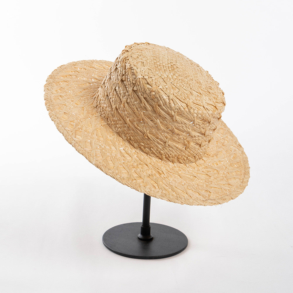 Hand-Braided Raffia Boater — women's boater, view 4 by Emyri