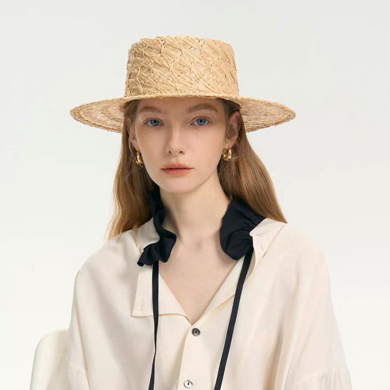 Hand-Braided Raffia Boater — women's boater by Emyri
