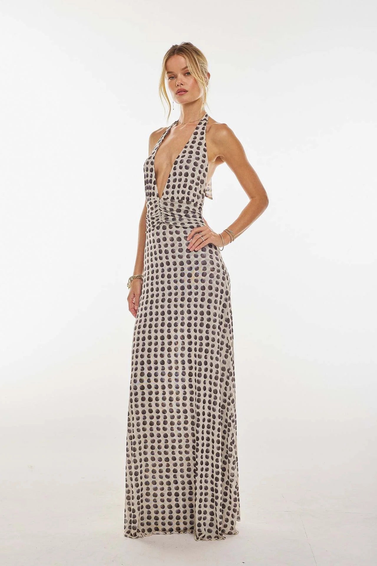 Deep V-Neck Cut-Out Maxi Dress
