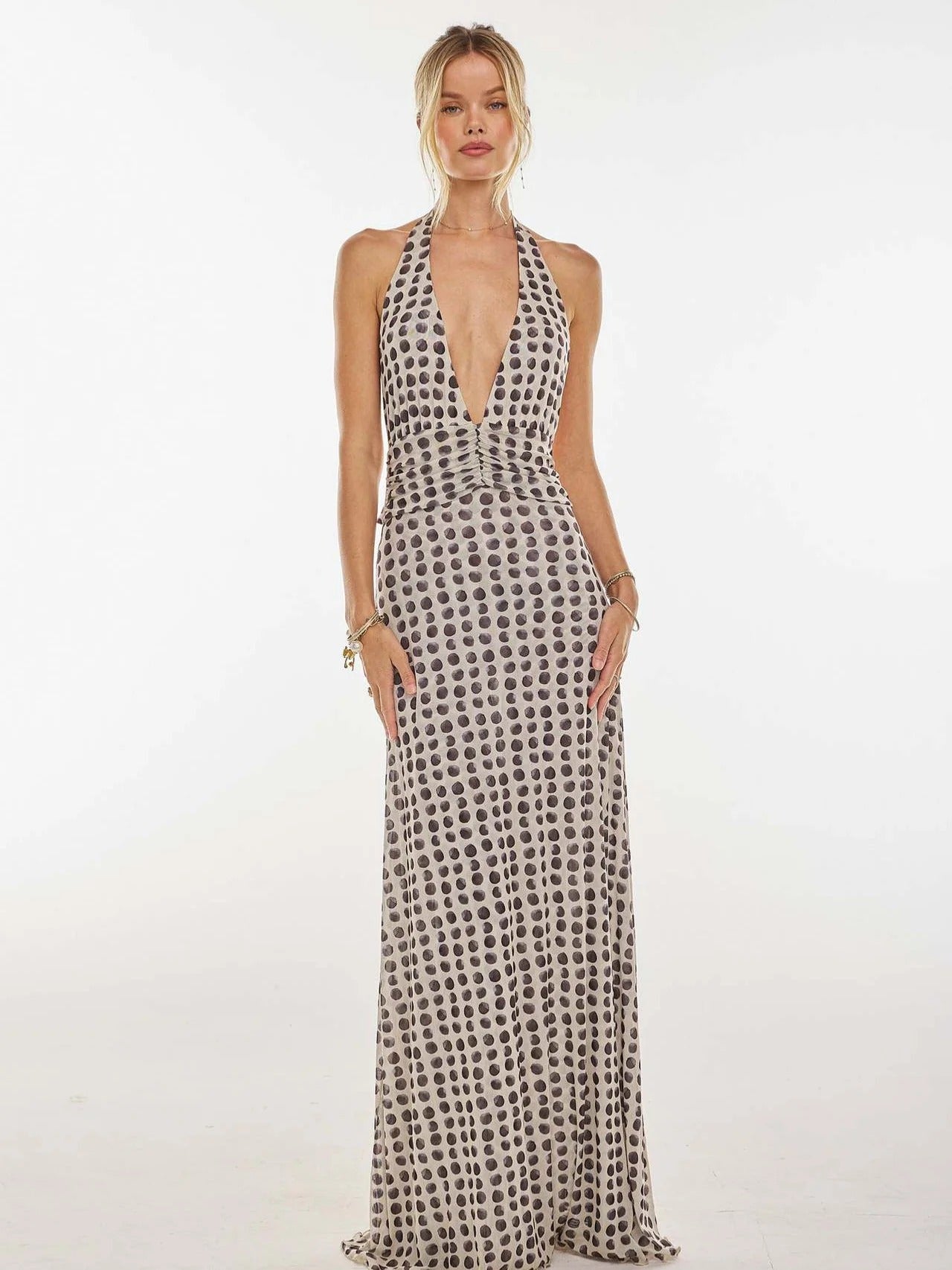 Deep V-Neck Cut-Out Maxi Dress