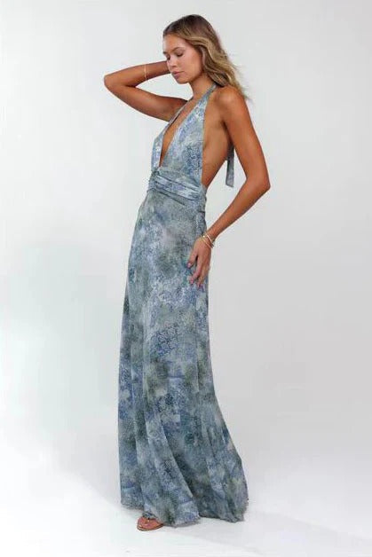 Deep V-Neck Cut-Out Maxi Dress