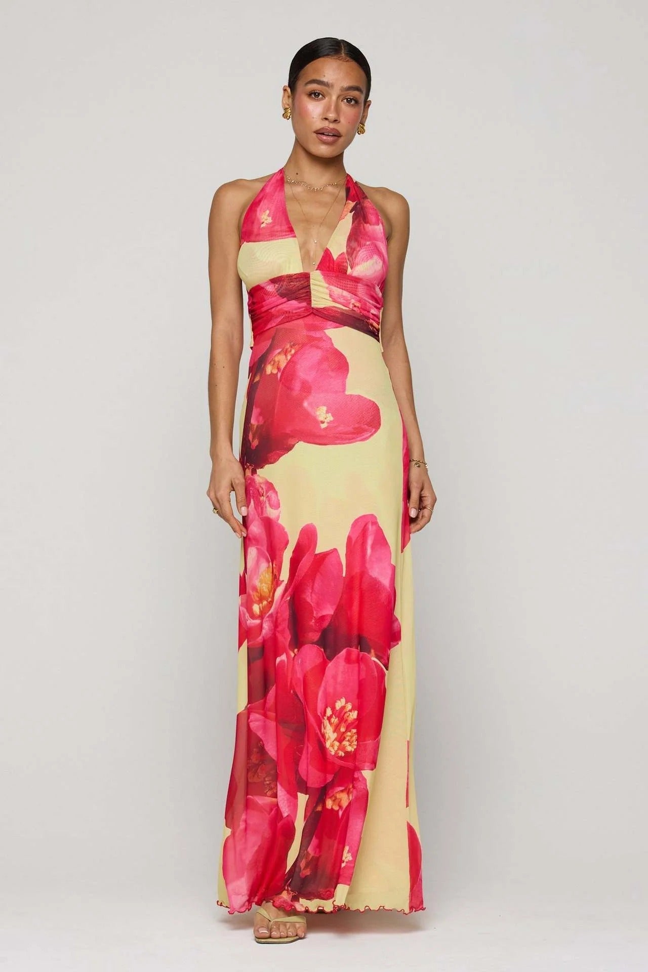 Deep V-Neck Cut-Out Maxi Dress
