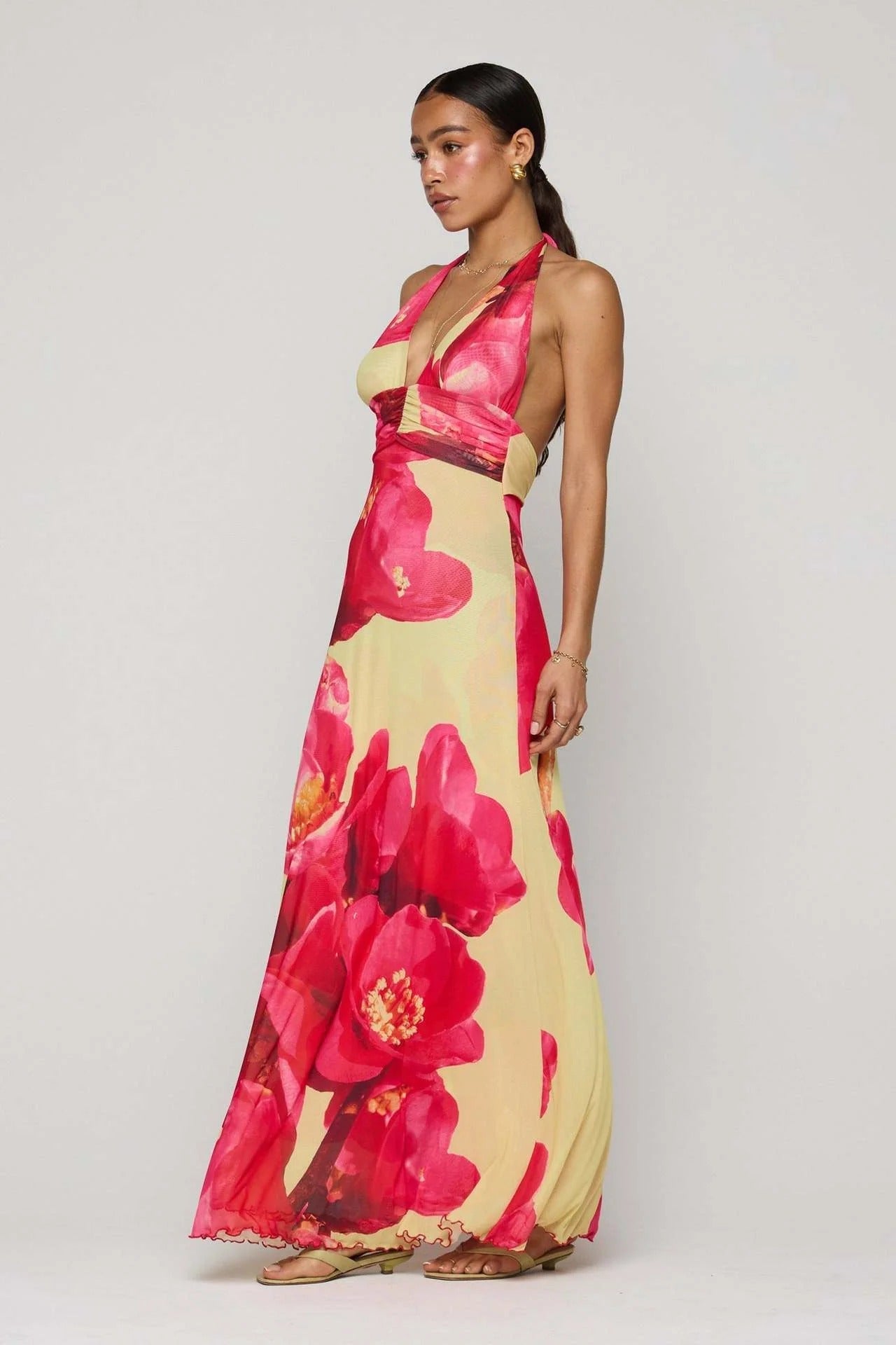 Deep V-Neck Cut-Out Maxi Dress