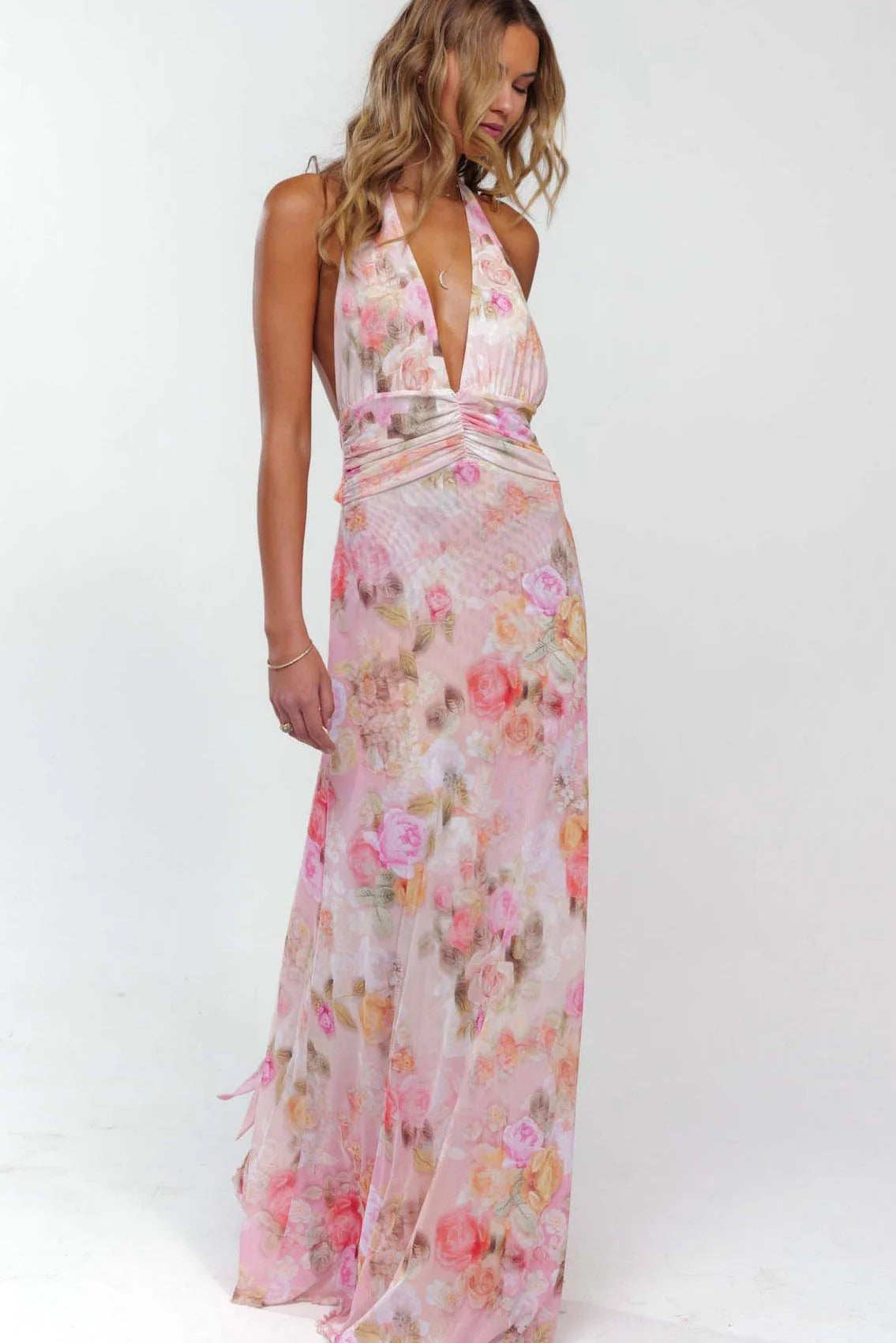 Deep V-Neck Cut-Out Maxi Dress